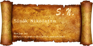 Sisák Nikoletta névjegykártya
